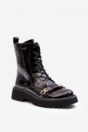 Botas lacadas com enfeites em preto S.Barski 2
