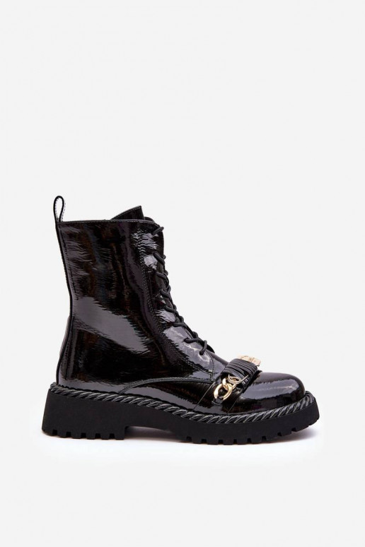 Botas lacadas com enfeites em preto S.Barski