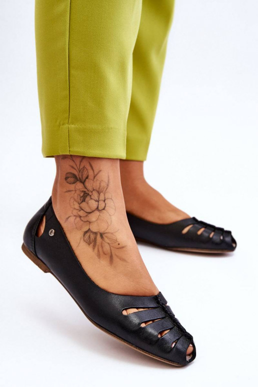 Bailarinas confortáveis de couro...