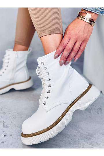 Botas com atacadores na cor branca PEDDY WHITE
