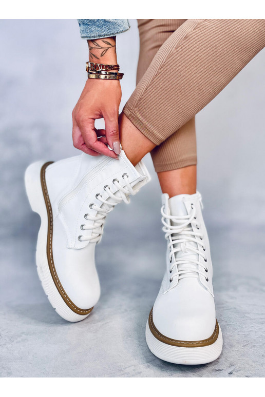Botas com atacadores na cor branca PEDDY WHITE
