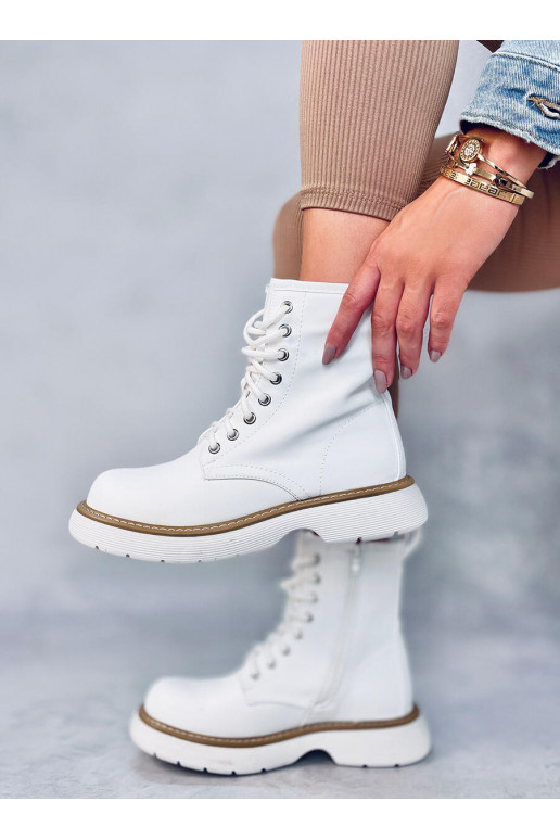 Botas com atacadores na cor branca PEDDY WHITE