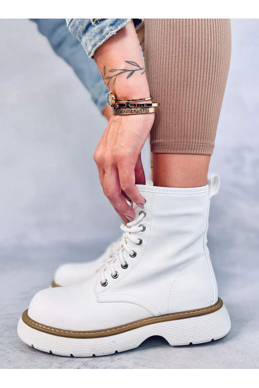 Botas com atacadores na cor branca PEDDY WHITE