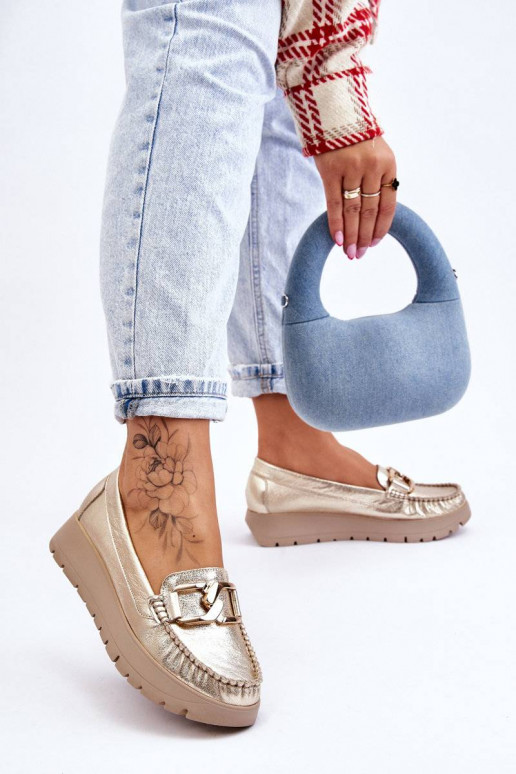 Mocassins plataforma enfeitados com ouro por Lemar Desmond