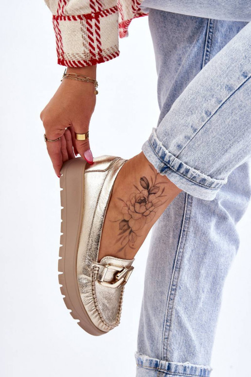 Mocassins plataforma enfeitados com ouro por Lemar Desmond