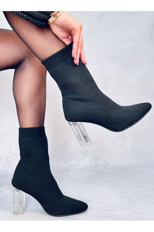 Botas estilosas com salto transparente DESTANI BLACK