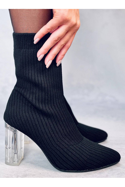 Botas estilosas com salto transparente DESTANI BLACK