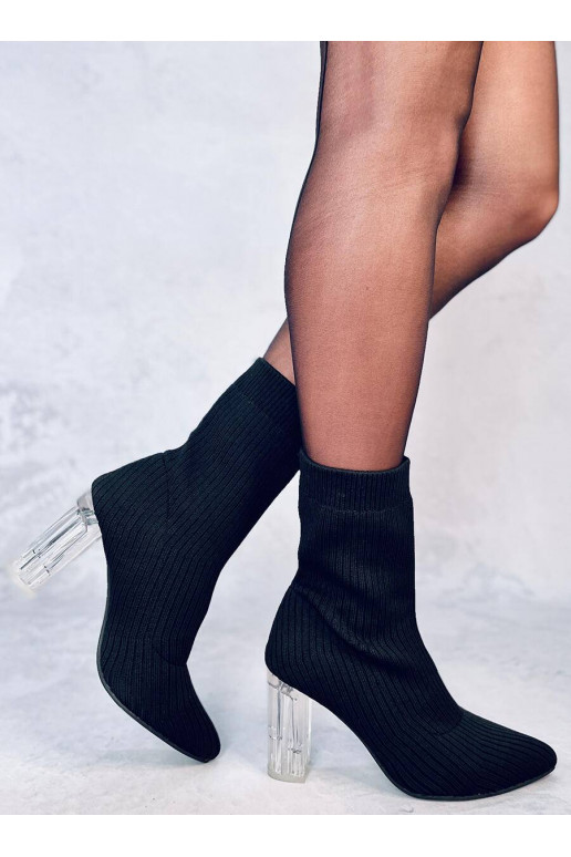 Botas estilosas com salto transparente DESTANI BLACK