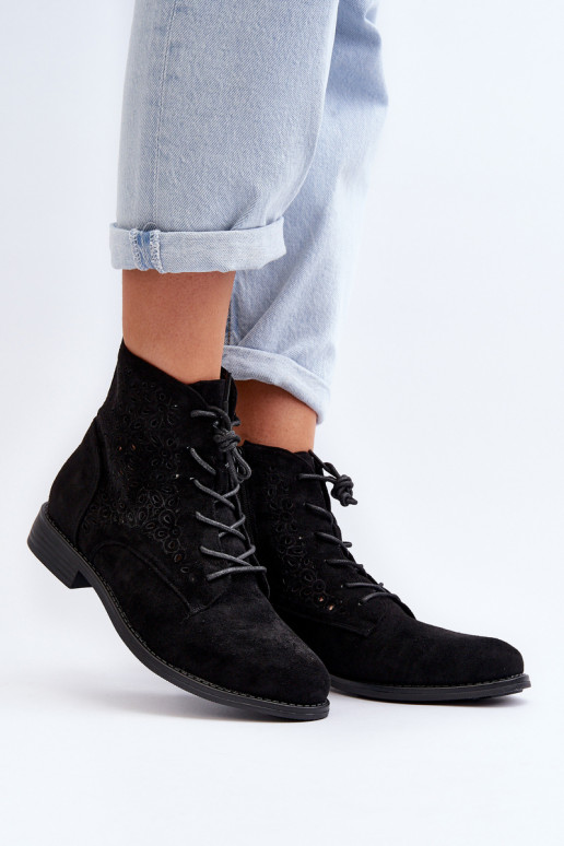S.Barski Botas pretas com estampas