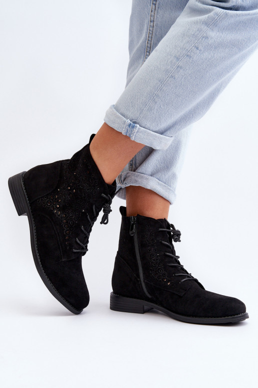 S.Barski Botas pretas com estampas