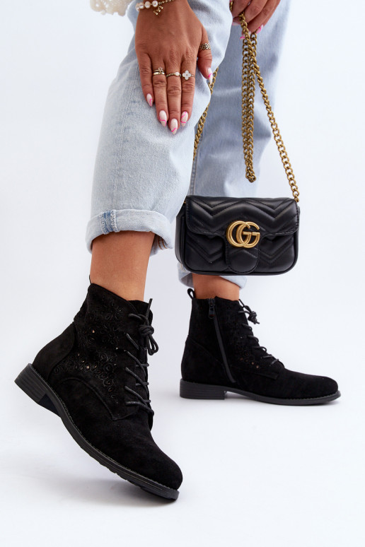 S.Barski Botas pretas com estampas