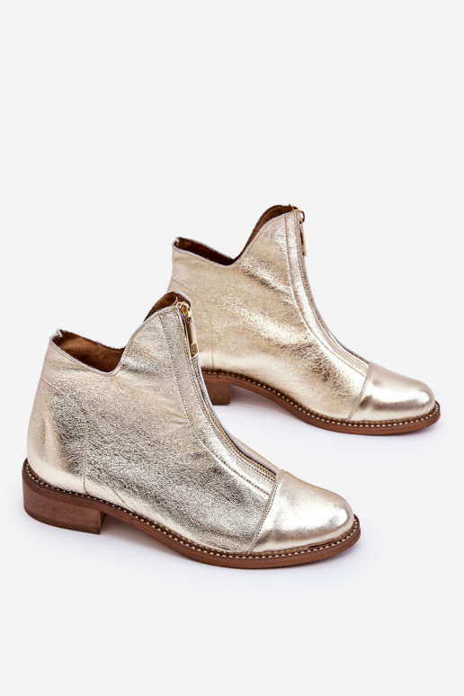 Botas com zíper na cor dourada Zazoo Botas com zíper na cor dourada Zazoo