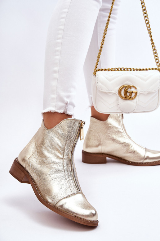 Botas com zíper na cor dourada Zazoo