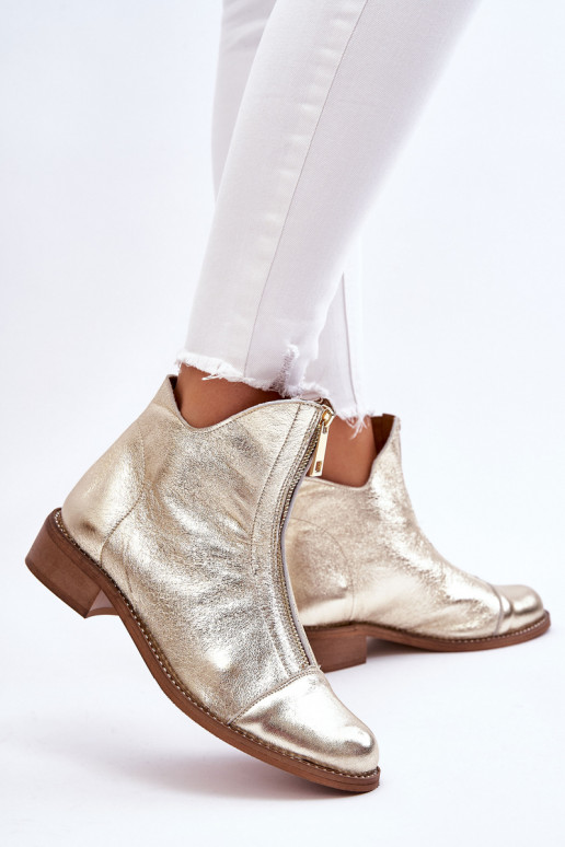 Botas com zíper na cor dourada Zazoo