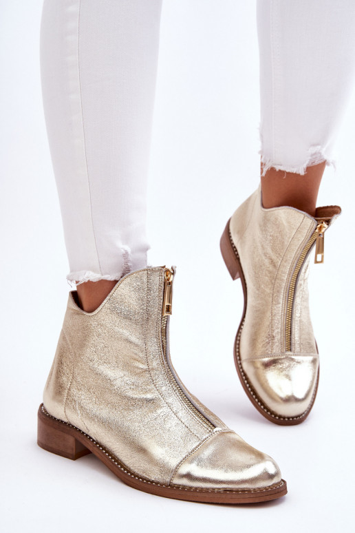 Botas com zíper na cor dourada Zazoo