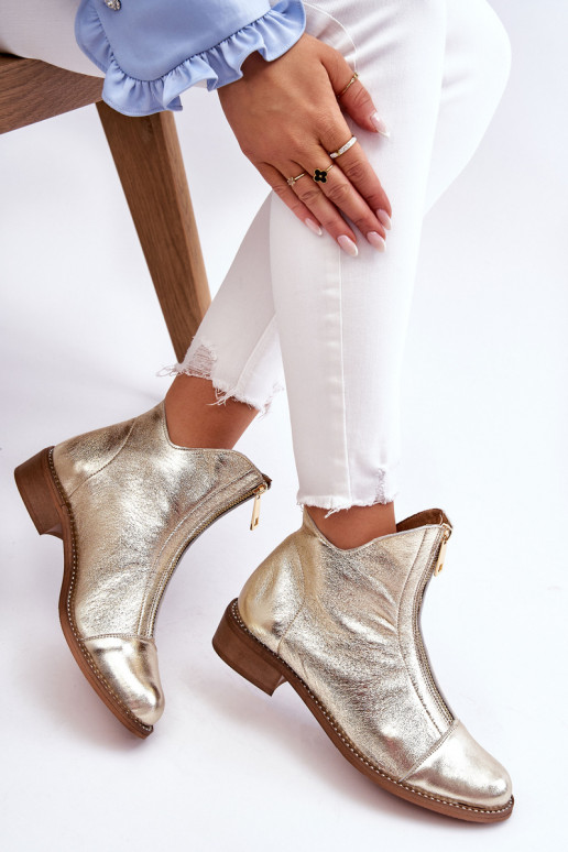 Botas com zíper na cor dourada Zazoo