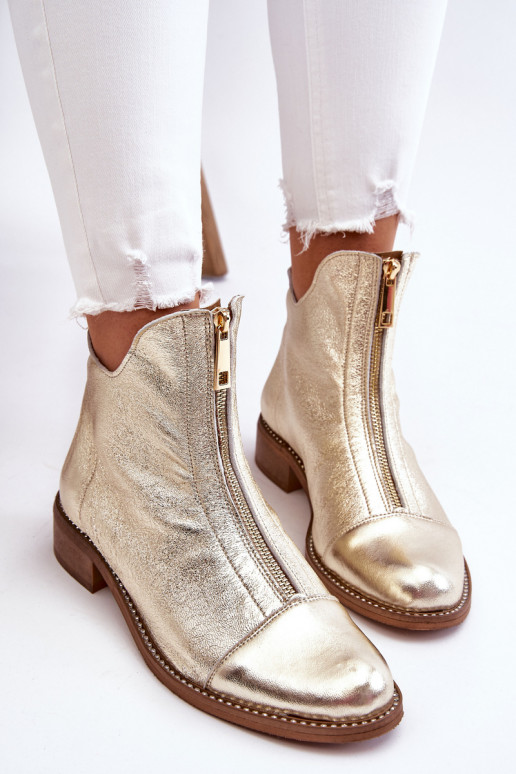 Botas com zíper na cor dourada Zazoo