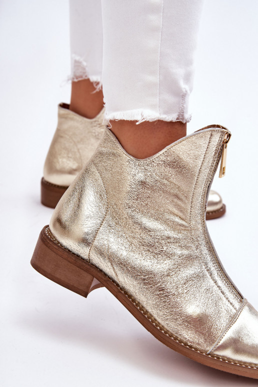 Botas com zíper na cor dourada Zazoo