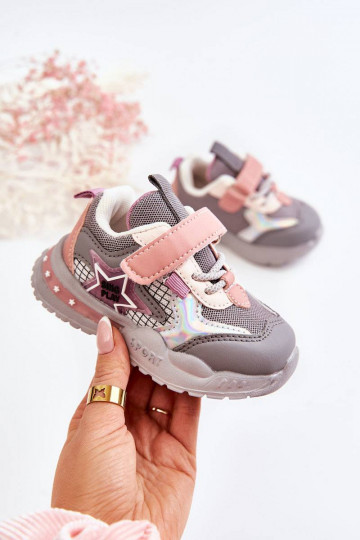 Calçado desportivo infantil leve na cor cinza-rosa Mobby
