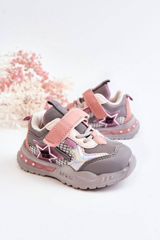 Calçado desportivo infantil leve na cor cinza-rosa Mobby
