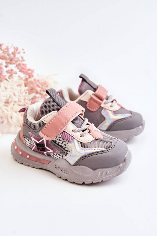 Calçado desportivo infantil leve na cor cinza-rosa Mobby