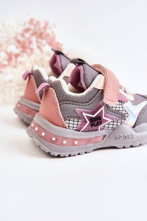 Calçado desportivo infantil leve na cor cinza-rosa Mobby