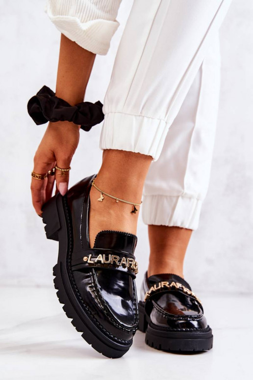 Sapatos com efeito laca La.Fi cor preta Jenefer