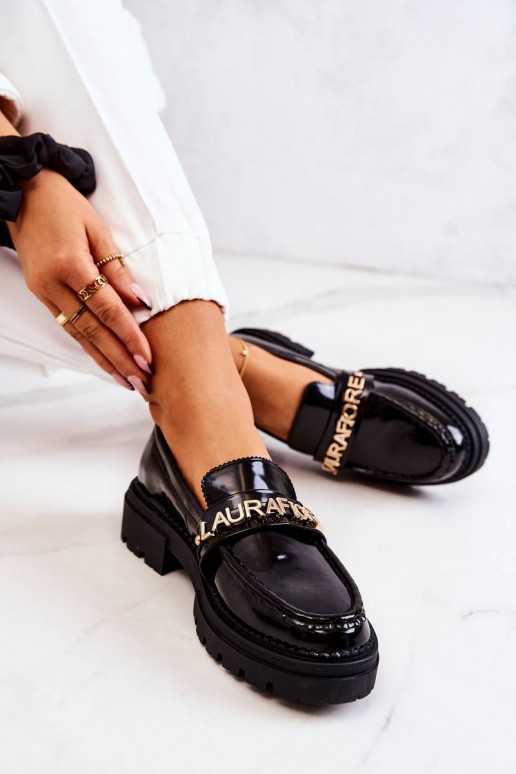 Sapatos com efeito laca La.Fi cor preta Jenefer