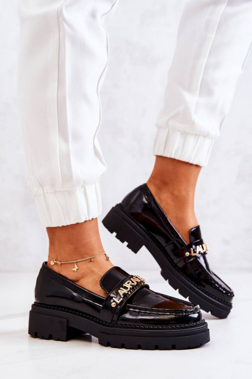 Sapatos com efeito laca La.Fi cor preta Jenefer