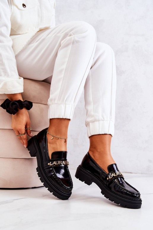 Sapatos com efeito laca La.Fi cor preta Jenefer
