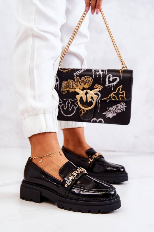 Sapatos com efeito laca La.Fi cor preta Jenefer