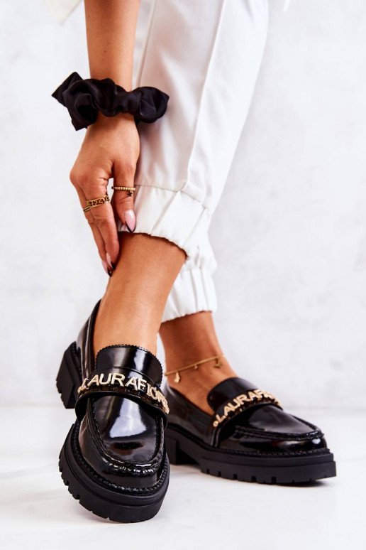 Sapatos com efeito laca La.Fi cor preta Jenefer