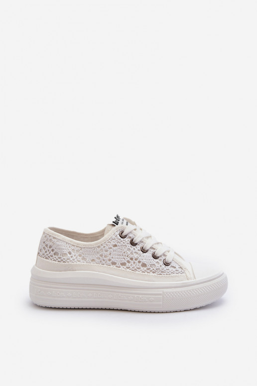 Sapatos de lazer com motivos de renda na cor branca Lee Cooper