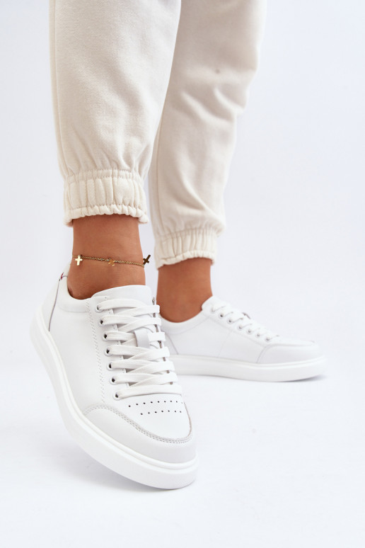 Modelo de tênis sapatos couro natural cor branca Dimpna