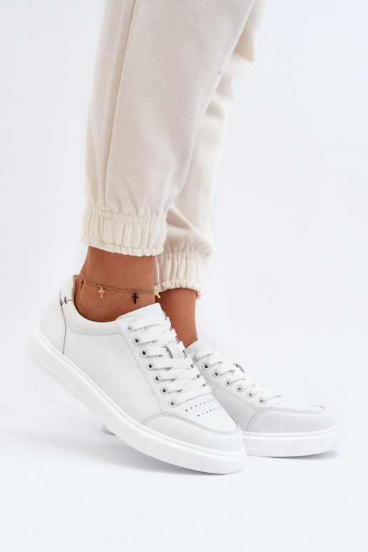 Modelo de tênis sapatos couro natural cor branca Dimpna