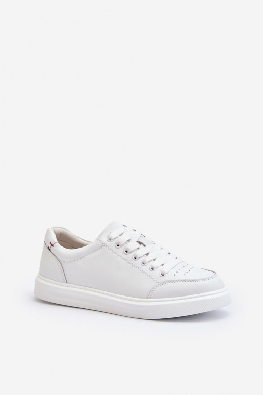Modelo de tênis sapatos couro natural cor branca Dimpna