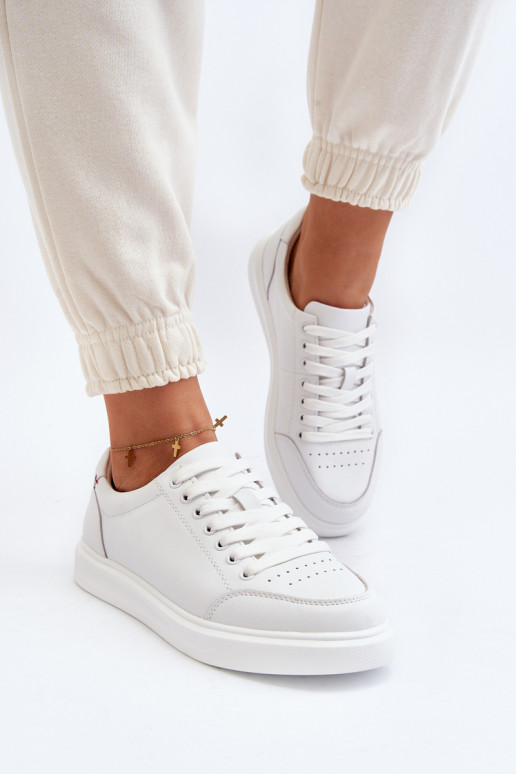 Modelo de tênis sapatos couro natural cor branca Dimpna