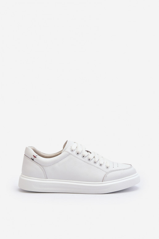 Modelo de tênis sapatos couro natural cor branca Dimpna
