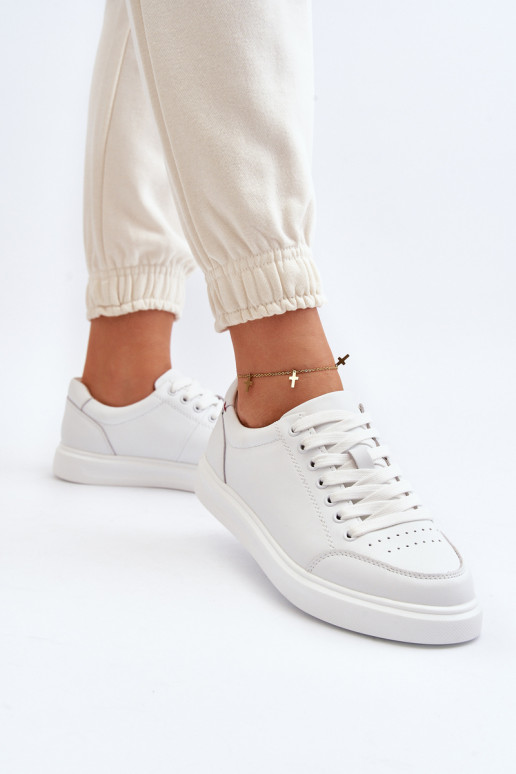 Modelo de tênis sapatos couro natural cor branca Dimpna