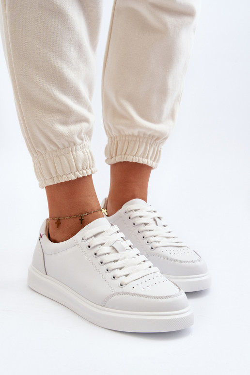 Modelo de tênis sapatos couro natural cor branca Dimpna