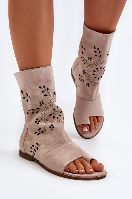 Sandálias Zazoo Suede com salto na... Sandálias Zazoo Suede com salto na...