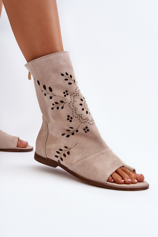 Sandálias Zazoo Suede com salto na... Sandálias Zazoo Suede com salto na...