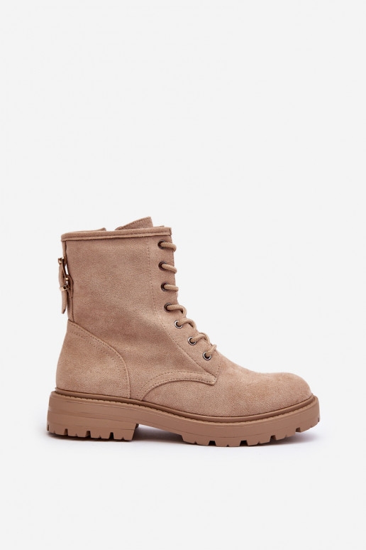 Botins com zíper em marfim Ninsuni Botins com zíper em marfim Ninsuni