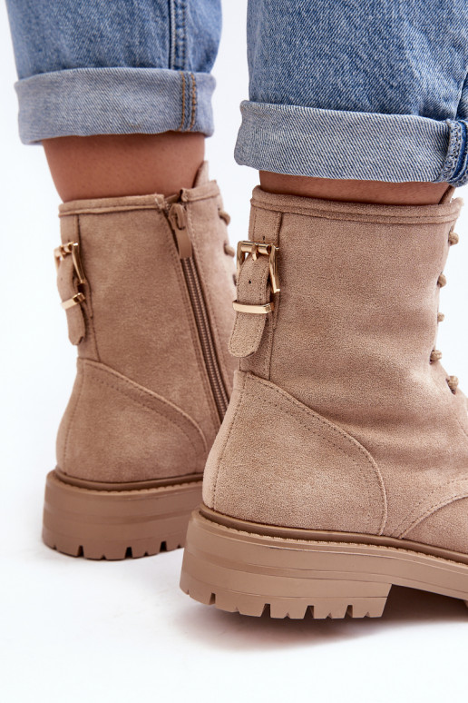 Botins com zíper em marfim Ninsuni Botins com zíper em marfim Ninsuni