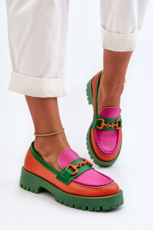 Mocassins CheBello laranja com enfeites Mocassins CheBello laranja com enfeites