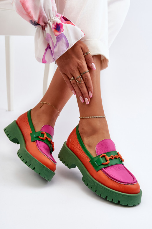 Mocassins CheBello laranja com enfeites Mocassins CheBello laranja com enfeites