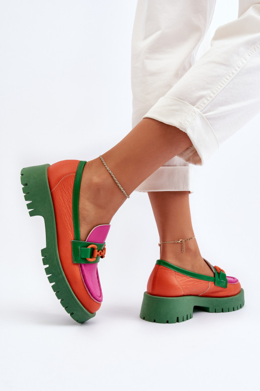 Mocassins CheBello laranja com enfeites Mocassins CheBello laranja com enfeites