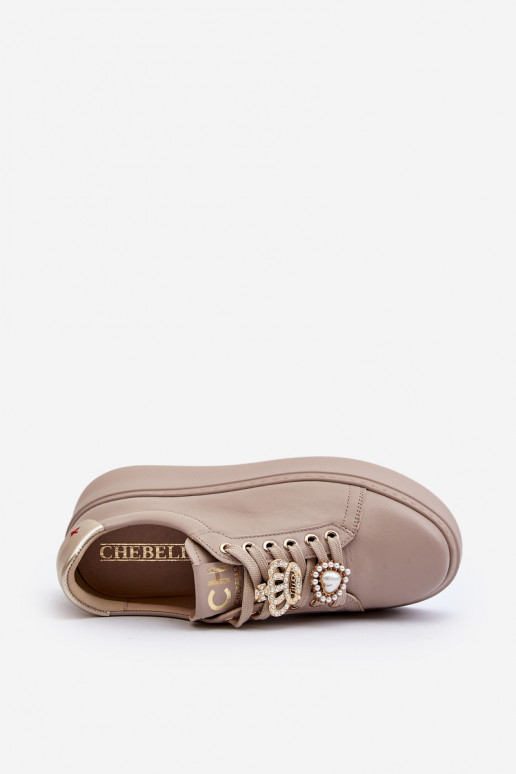 Modelo de tênis com lindos detalhes CheBello 4292 bege