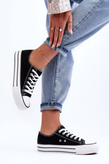 Sapatos de lazer do modelo clássico com plataforma na cor preta Jazlyn