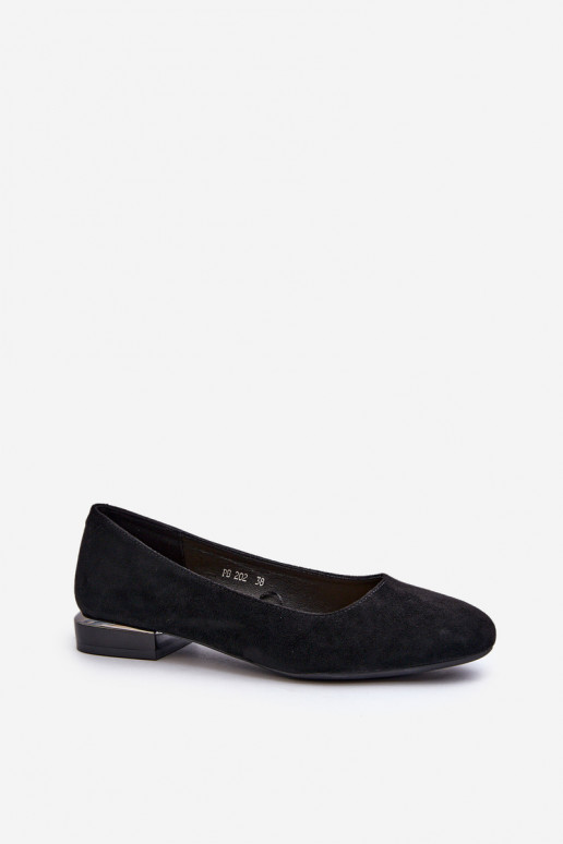 Sapatos femininos de camurça com salto baixo na cor preta Sergio Leone
